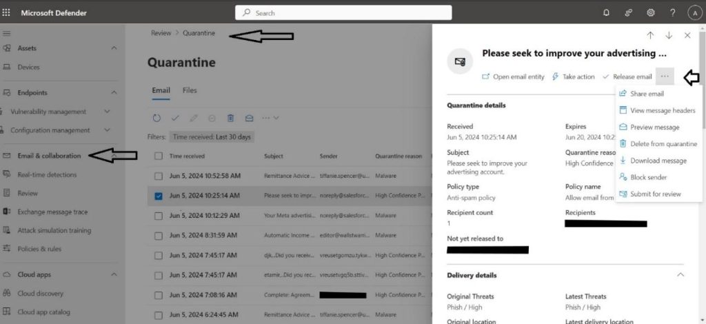 How to Retrieve Emails from the Quarantine? Step-by-step process