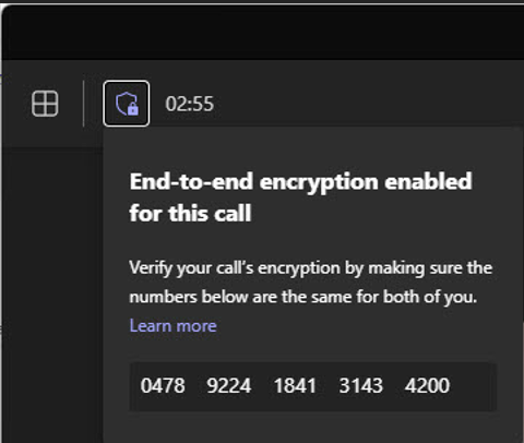 Starting an E2EE Meeting - microsoft teams
